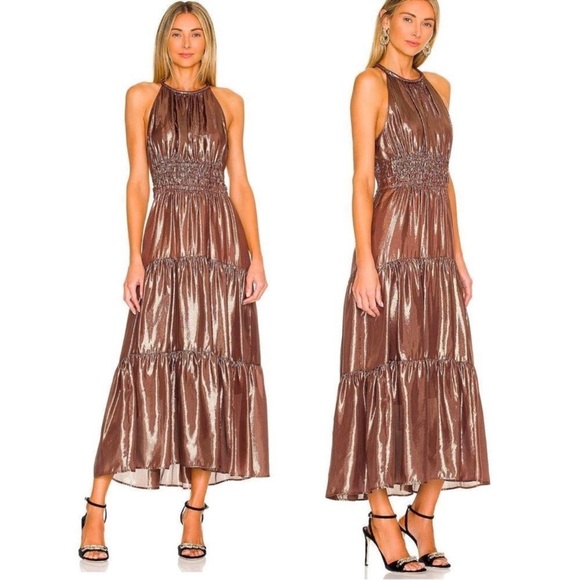 A.L.C. Midi metallic bronze party dress size 10 - Picture 1 of 13